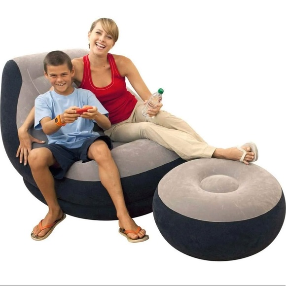 Intex Other - Intex 68564E Inflatable Ultra Lounge Chair With Cup Holder And Ottoman Set, Gray